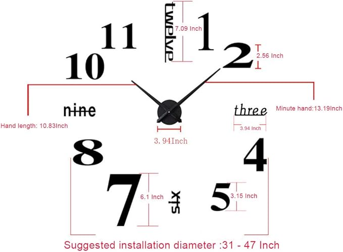 FASHION in THE CITY Large Frameless 3D DIY Mirror Surface Wall Clocks Modern Design for Living Room Bedroom Home Office Kids Room Hotel Coffee Hall Bar Wall Decoration