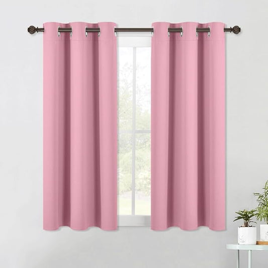NICETOWN Blackout Curtains & Drapes for Bedroom, Rouge Pink, W34 x L40, Set of 2, Triple Weave Grommet Top Thermal Insulated Light Blocking Panels for Bathroom/Living Room