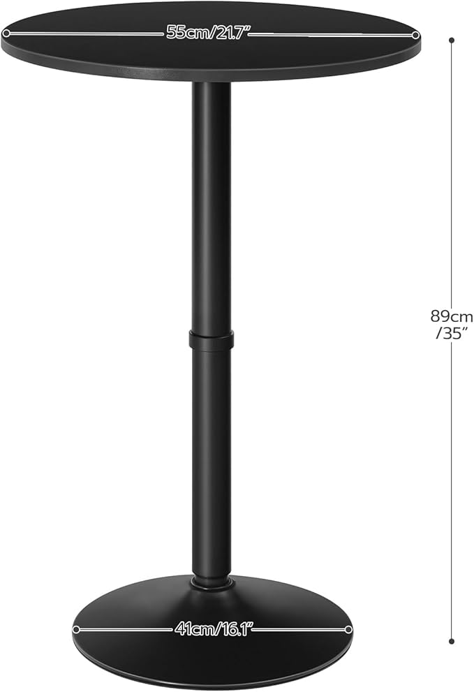 HOOBRO Round Bar Table, 35" Tall Pub Table, with Non-Slip Base for Narrow Space, Bar Height Table for Kitchen, Easy to Assemble, Black BB57BT01