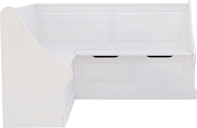 Linon Harris White Corner Breakfast Nook - Nook Only, Table is NOT included! 20.88D x 61.88W x 36.63H in