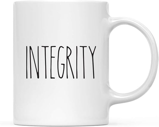 Andaz Press Simple Rustic Farmhouse Kitchen Decor 11oz. Ceramic Coffee Tea Mug, Integrity, 1-Pack, Includes Gift Box, Minimalist Birthday Idea
