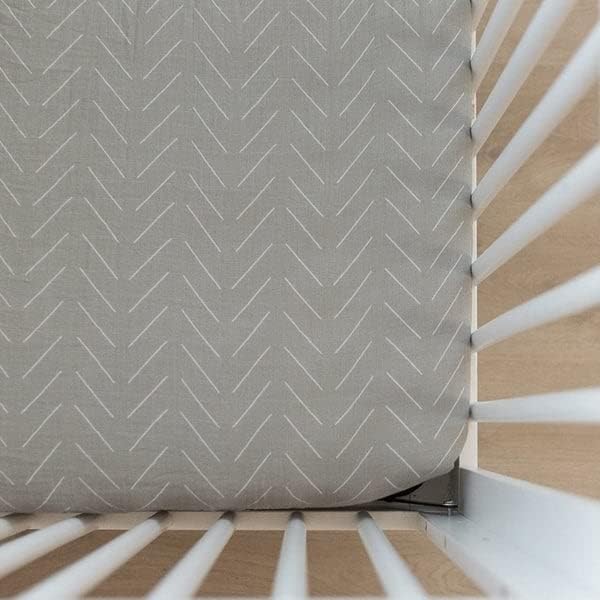 Desert Sage Muslin Crib Sheet by Mebie Baby, Soft and Breathable Bed Sheets for Babies, Modern Neutral Bedding for Cribs, Standard Crib Mattress Fitted Sheet, Great for Boy or Girl Room or Nursery