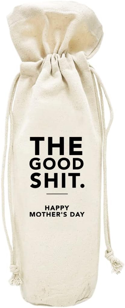 Andaz Press Happy Mother's Day Wine Bag, The Good Shit Wine Bottle Cover, Mother's Day Gifts, Funny Gifts For Mom, Canvas Wine Bag Champagne Bottle Bag Wine Bottle Gifts For Women, New Mom, 1-Pack