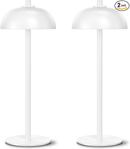 2 Pack Cordless Table Lamp, 5000mAh Portable Rechargeable Table Lamp, 3 Color Modes Stepless Dimming Table Light with Memory Function, for Dinner, Patio, Home, Restaurant.(White)