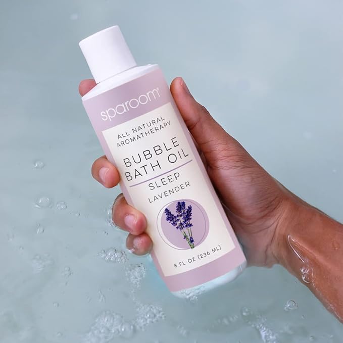 SpaRoom All Natural Hydrating and Nourishing Aromatherapy Foaming Bubble Bath Oil with Jojoba Oil, Olive Oils and Aloe, 8 oz, Sleep-Lavender