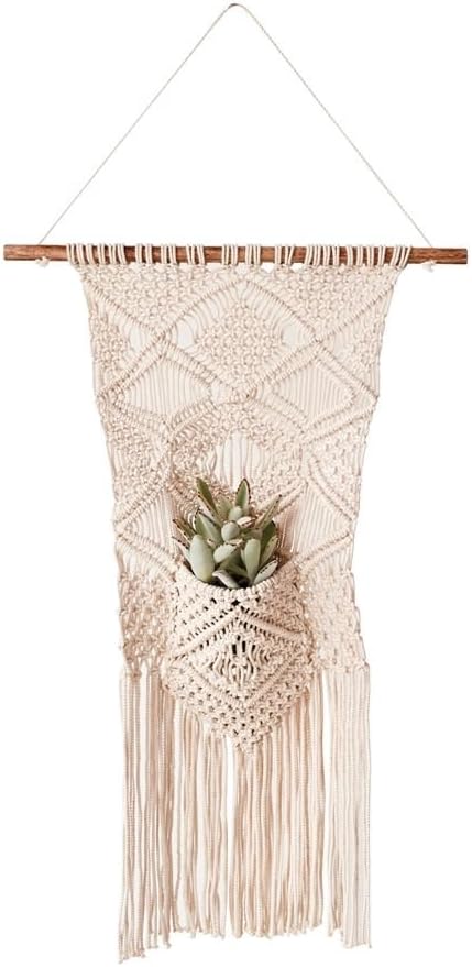 Creative Co-Op Macramé Wall Hanging with Pocket