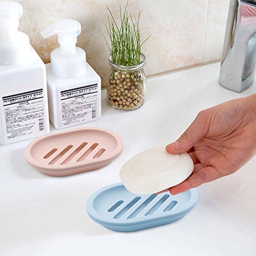 Topsky 2-Pack Soap Dish with Drain, Soap Holder & Saver, Easy Cleaning, Dry, Stop Mushy Soap (Blue)