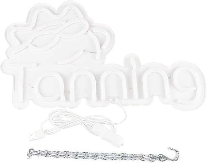 JFLLamp Tanning Neon Signs for Wall Decor Neon Lights for Bedroom Led Business Signs Suitable for Tanning Shop Christmas Birthday Party Unique Gift for Lover, 5V Power Adapter, 16*10 Inch(Warm White)