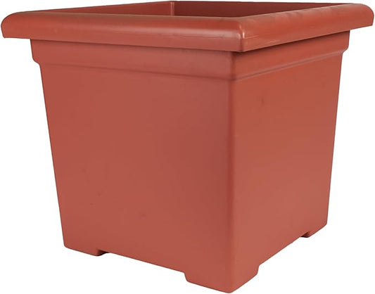 Accent Square Planter - The HC Companies 15.5-Inch Large Square Flower Box Planter for Indoor & Outdoor Flowers/Plants, Pairs w/ 15.5" Clay Accent Saucer SRO15500E35 Clay (ROS15500E35)