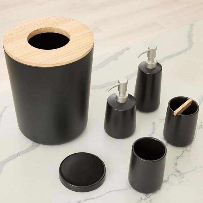 iDesign Ceramic Earth Collection Bar Soap Dish, Matte Black