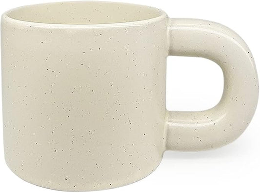 Ceramic Coffee Mug,Tea Cup with Porcelain Fat Round Handle,Dishwasher&Microwave Safe Mug to Decorate,12 oz, Modern,Simplicity Unique Style For Any Kitchen. (Sesame dots)