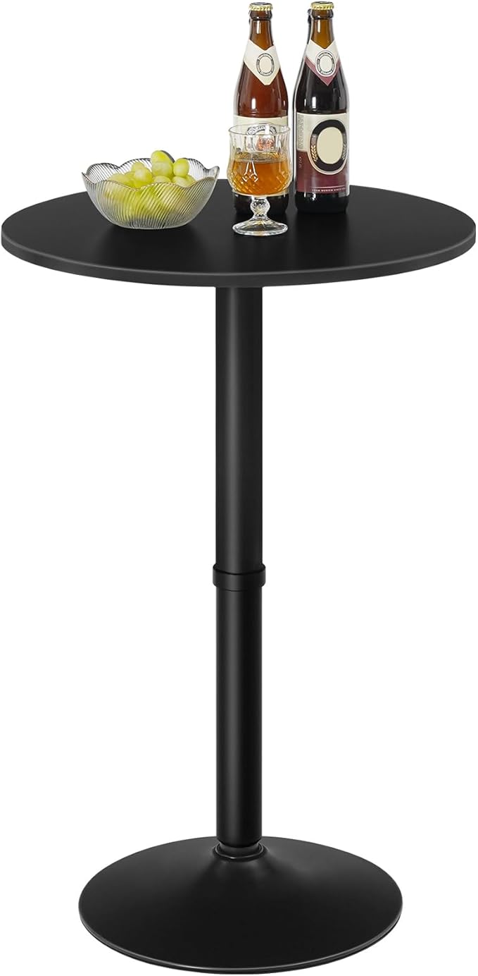 HOOBRO Round Bar Table, 35" Tall Pub Table, with Non-Slip Base for Narrow Space, Bar Height Table for Kitchen, Easy to Assemble, Black BB57BT01
