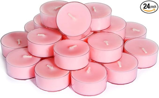 DEYBBY Natural Rose Scented Soy Wax Tealight Candles Bulk, Aromatherapy Luxury Tea Candle Set of 24-4 Hour Burning Great Gift