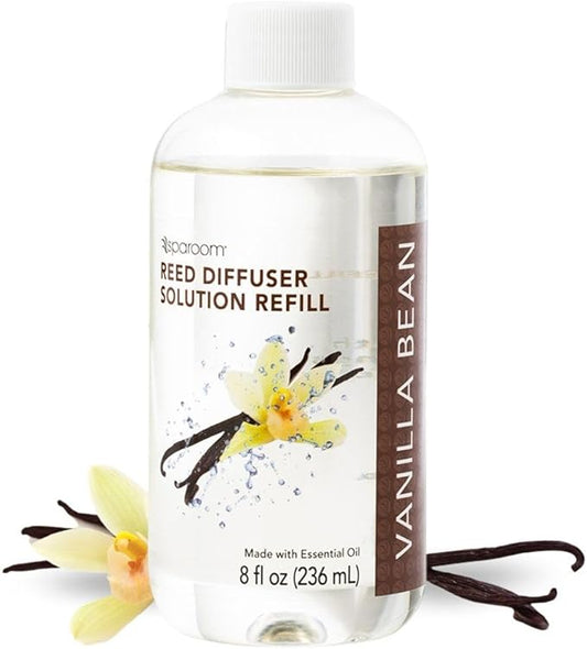SpaRoom Reed Diffuser Oil Refill – Vanilla Bean Scent, 8oz Cozy Blend for Warmth and Comfort, Smooth and Sweet Aroma for Bedrooms, Lounges, or Relaxing Spaces, Long Lasting Ambient Scent