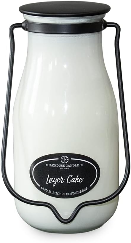 Milkhouse Candle Company, Creamery Glow Collection Scented Soy Candle: Milkbottle Candle, Layer Cake, 14 oz