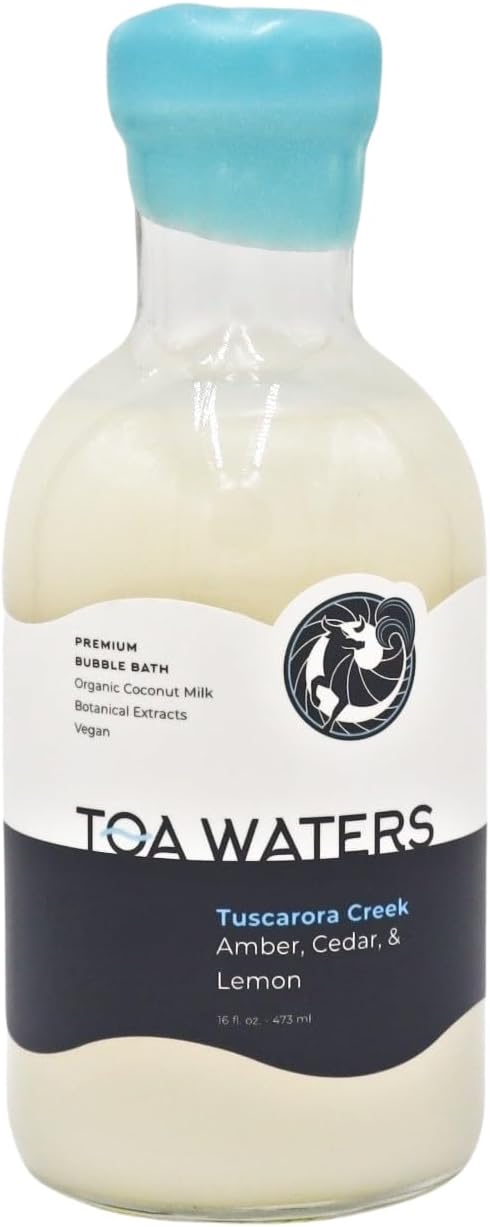 Tuscarora Creek Bubble Bath - Amber, Cedar, & Lemon Scent - Moisturizing & Enriched with Organic Coconut Milk - For Women and Men, All Skin Types, Vegan, Soy-Free, & Paraben-Free - 16 FL oz