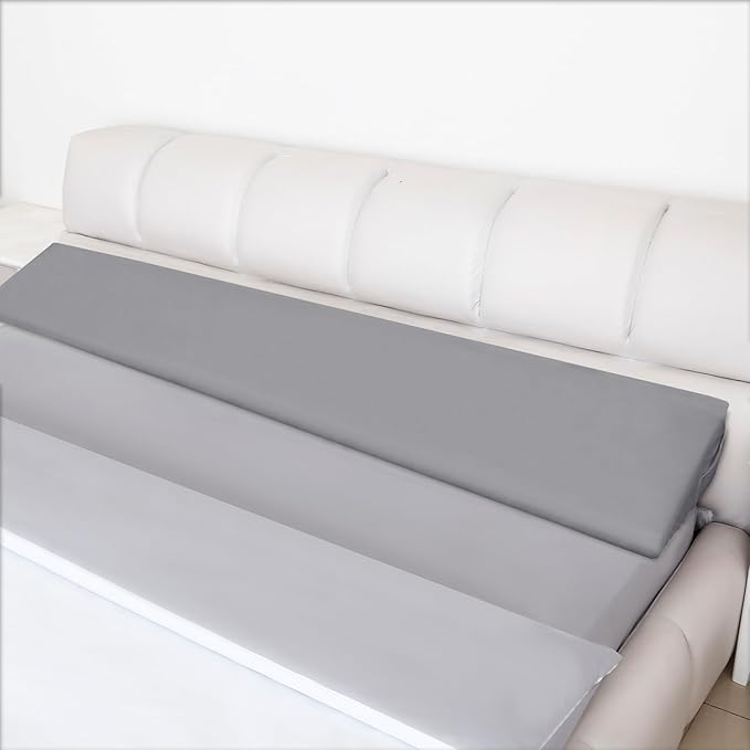 WdFour Bed Wedge Pillow, Close Off Headboard, Wall and Mattress Gap. Incline, Slanted Sweat-Proof Pillow for Neck and Back Pain Relief Anti-snoring for Comfortable Sleeping.(Gray,76Wx10Dx6H)