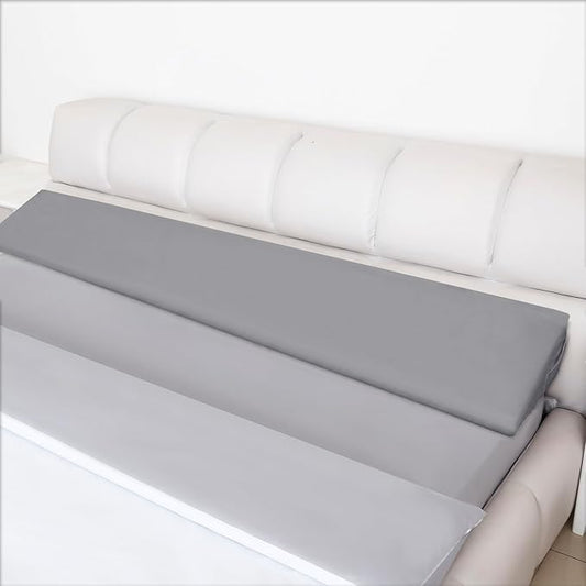WdFour Bed Wedge pillow, close off Headboard, wall and Mattress Gap. incline, slanted sweat-proof pillow for neck and back pain relief anti-snoring for comfortable sleeping.(Gray,39Wx10Dx6H)