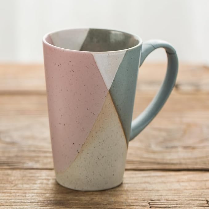 Ceramic Coffee Mugs, 10oz, Reduction Flame Craft, the Best Gift for Friends & Family, Handmade Pottery Mug, Vintage Tea Cups with Handle, Dishwasher and Microwave Safe. (Pink)