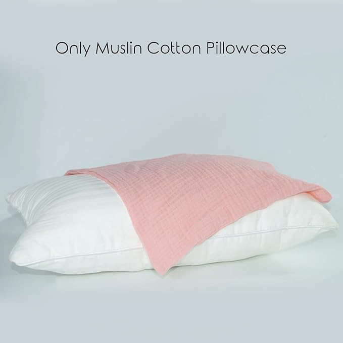 Organic Cotton Muslin Mini Pillowcases with Envelope Design,2 Pack Ultra Breathable Kids Toddler Pillowcases for Boys and Girls- 13 x 18 inches (Pink)