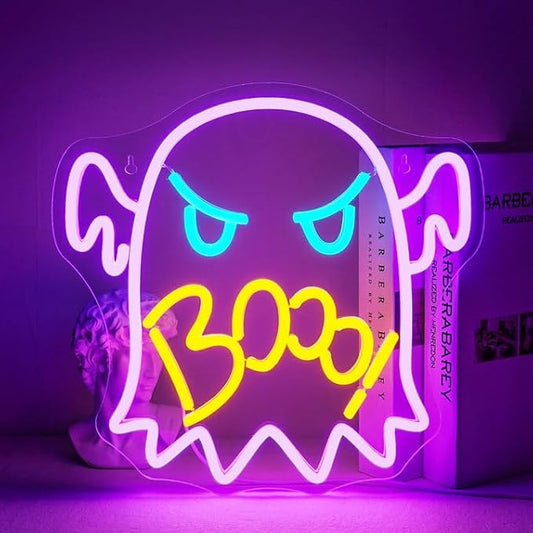 NOSUN Halloween Neon Sign Boo Neon Sign Halloween Gifts Purple Halloween Neon Light Sign for Bedroom Bar Party Club Neon Light Sign Halloween Neon Light Halloween Gifts for Kids/Adults