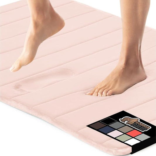 GORILLA GRIP Memory Foam Bath Mat, Soft Absorbent US Designed Bathroom Rug, Gripping Dots Machine Washable Bathmat, Cushioned Floor Mats, Shower Sink Rugs Room Décor Accessories, 24x17 Pink
