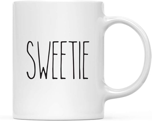 Andaz Press Simple Rustic Farmhouse Kitchen Decor 11oz. Ceramic Coffee Tea Mug, Sweetie, 1-Pack, Includes Gift Box, Minimalist Birthday Idea