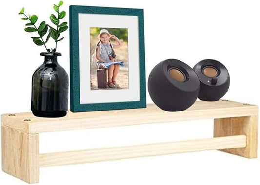 Gneric Wood Wall Mount Nursery Bookshelf, 1 Pack White Floating Book Shelves Photos CDs Shelf for Kid's Room, Floating Wooden Spice Wall Mounted Rack for Kitchen