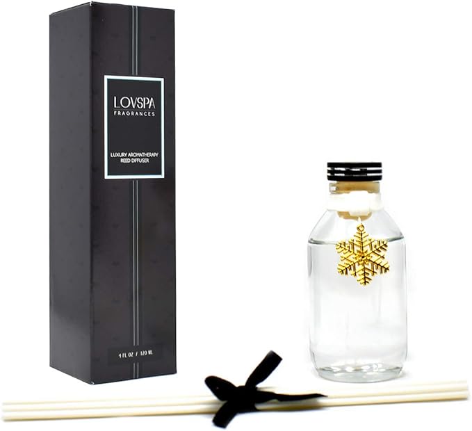 LOVSPA Peppermint Bark Reed Diffuser Set - Holiday Peppermint Candy Cane Scent Diffuser - Reed Diffusers for Home with Long Lasting Fragrance - Non-Toxic Oil Reed Diffuser - Made in The USA