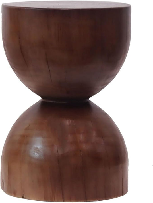 Natural Wooden Pillar Side Table – Round Tree Wood Drum-Shaped Coffee Table, Side Table for Balcony, Courtyard, Garden, Living Room Decoration – Modern Stool Design, Stable Base(Color:Brown)