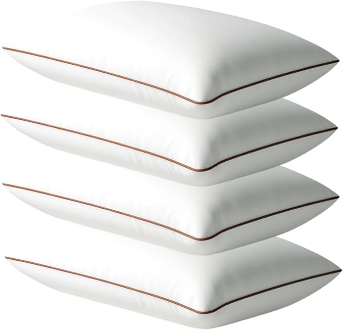 Luxury Hypoallergenic Sleeping Bed Pillows - Soft and Supportive - Premium Down Alternative Fill - Ideal for Side, Back, and Stomach Sleepers Queen Size Set of 4