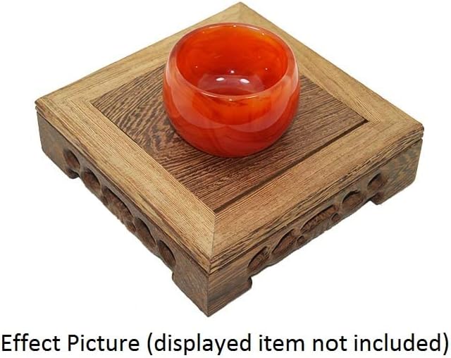 Rosewood Plant Stand, Oriental Style, Multi-Purpose Display Stand (Brown, Square 6" Height 4")