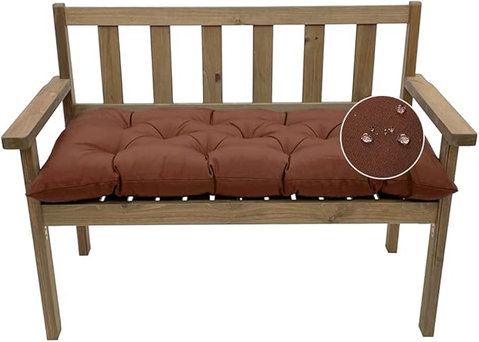 Outdoor Bench Cushion, Waterproof Swing Cushion Bench Seat Cushion, Swing Chair Replacement Seat Pads Cushion Pillow for Lounger Garden Furniture Patio Metal Wooden Bench (Dark Brown, 47.24x20in)