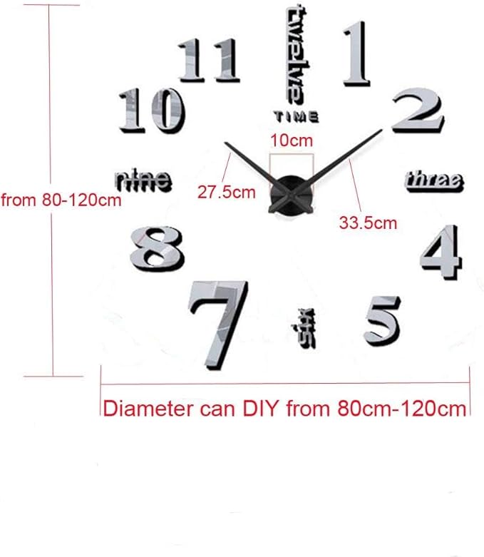 FASHION in THE CITY Luminous 3D DIY Mirror Surface Wall Clocks Modern Design Living Room Decorative Clocks (Luminous)