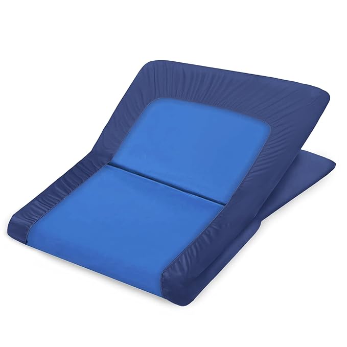 Nap Mat Sheet 2 Pack, 24" x 48" x 4" Fitted Elastic Corners Preschool Day Care Rest Nap Mat Cover, Soft & Breathable Baby Sheets for Regalo My Cot Portable Toddler Bed and Joovy Travel Cot, Navy