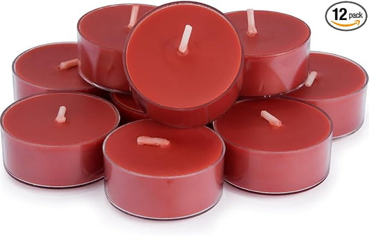 DEYBBY Scented Tealight Candles, Long Lasting Soywax Tea Candle Used for All of Holders|Clear Cup|12 Counts|Up to 4 Hour Burn Time|Apple