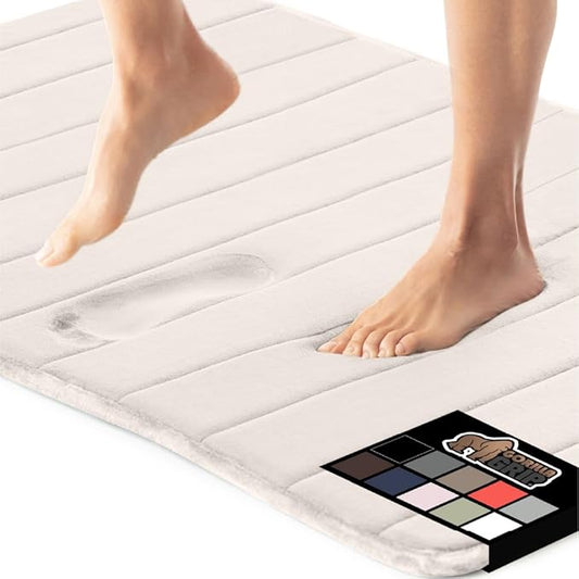 GORILLA GRIP Memory Foam Bath Mat, Soft Absorbent US Designed Bathroom Rug, Gripping Dots Machine Washable Bathmat, Cushioned Floor Mats, Shower Sink Rugs Room Décor Accessories, 36x24 Cream