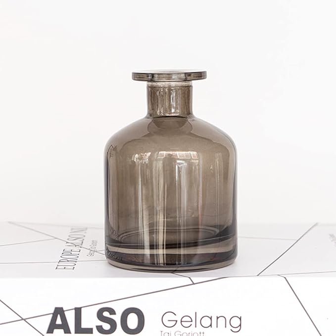 150ml/5oz Empty Glass Diffuser Bottle Diffuser Jars Aromatherapy Storage Container Fragrance Accessories Use for DIY Replacement Reed Diffuser Sets (Grey)