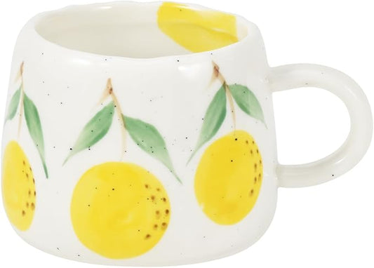 Koythin Ceramic Coffee Mug, Cute Fruits Creative Mugs Design, Printed Flowers Cup for Office and Home, 10 oz/300 ml for Latte Tea Milk (Orange)