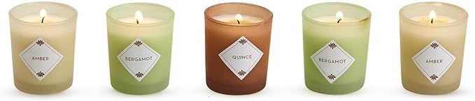Two's Company Nature Walk Set of 5 Scented Candles in Gift Box Includes 3 Scents