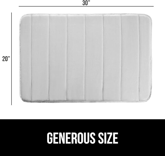 GORILLA GRIP Memory Foam Bath Mat, Soft Absorbent US Designed Bathroom Rug, Gripping Dots Machine Washable Bathmat, Cushioned Floor Mats, Shower Sink Rugs Room Décor Accessories, 30x20 Light Gray