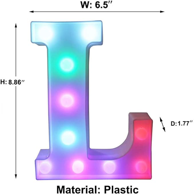 Pooqla Colorful LED Marquee Letter Lights with Remote – Light Up Party Bar Signs with Lights Decorations for The Home - Multicolor L