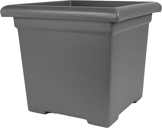 The HC Companies Accent Square Plant Pot w/Drainage - Classic Planters for Outdoor Plants & Indoor Plants - Lightweight & UV-Resistant Square Planter Box (15.5”, Warm Gray, Pack of 1)