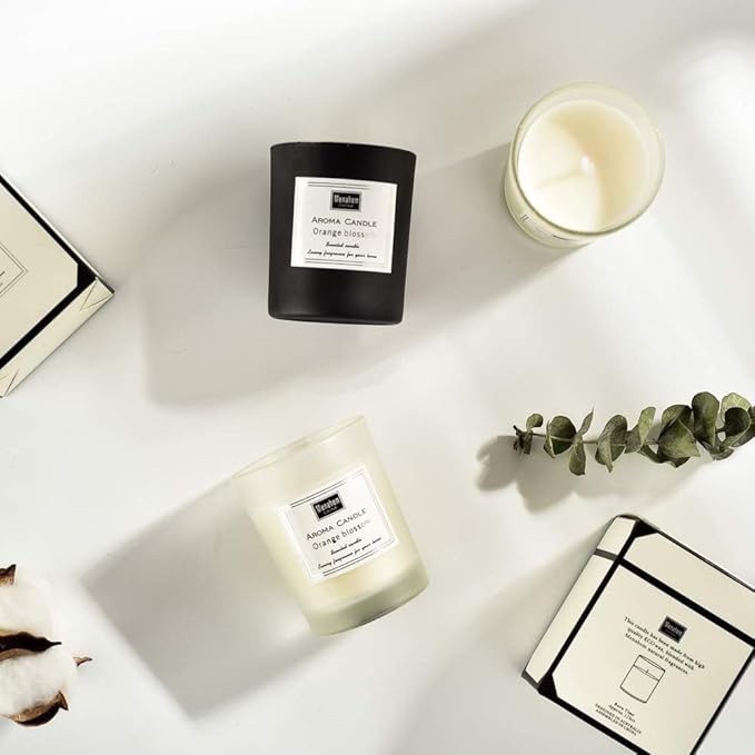 Natural Scented Candle,Aroma Candle Gift,Sea Salt&Sage Perfume,Amber Perfume,Handmade Soy Wax in Glass Jar 12 Hours,Prefect for Meditation Stress Relief Mood Boosting (White-Sea Salt&Sage)