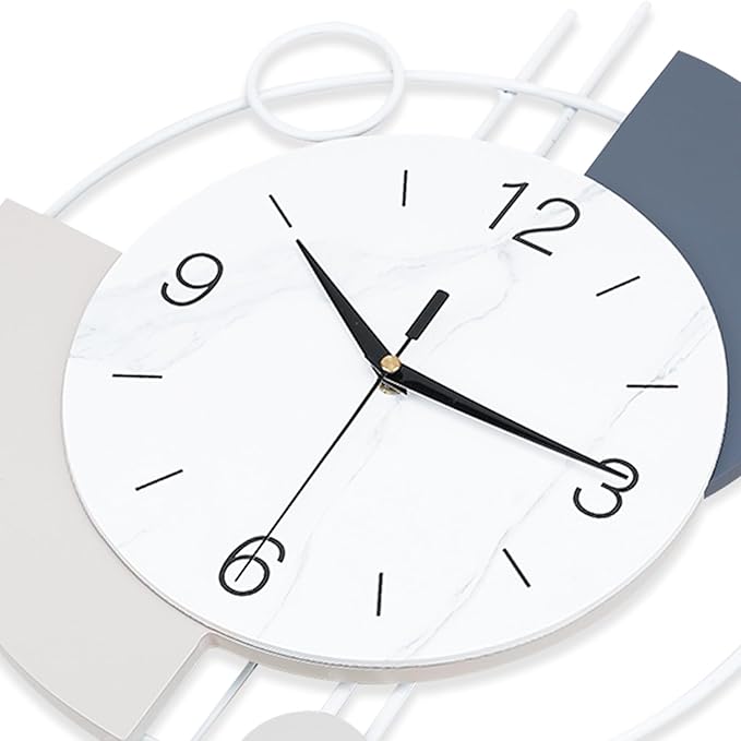 Decorative Silent Quartz Wall Clock with Pendulum, Battery Operated, Large for Living Room, Kitchen, Home, Bathroom, Bedroom - 13x21.65in