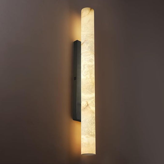 Bronze Alabaster Wall Sconces, 36" Large Marble Wall Sconce, Hardwired Black Wall Sconces Interior, Stone Wall Sconce Dimmable, Alabaster Wall Lamp for Living Room, Bathroom, Bedroom, Hallway-Upgraded