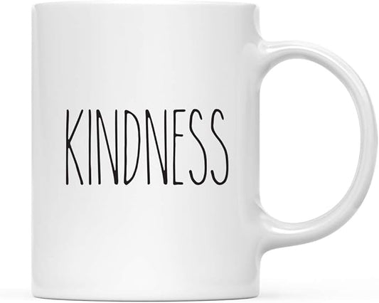 Andaz Press Simple Rustic Farmhouse Kitchen Decor 11oz. Ceramic Coffee Tea Mug, Kindness, 1-Pack, Includes Gift Box, Minimalist Birthday Idea