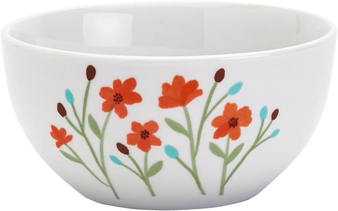 Tabletops Gallery 12-Piece White Floral Ceramic Dinnerware Set of Kitchen Dishes, Soft Square Dinner Salad Plates Cereal Bowls, Service for 4, Caroline
