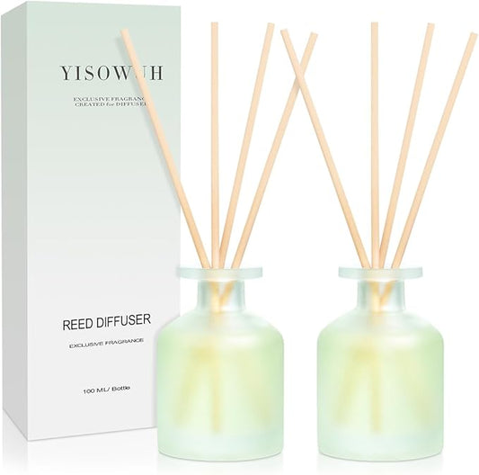 Reed Diffuser - Clean Linen 3.38oz (100ml) 2 Pack Essential Oil Reed Diffuser Set with 16 Sticks, Long Lasting Fragrance for Home, Bathroom, Bedroom, Room, Decor