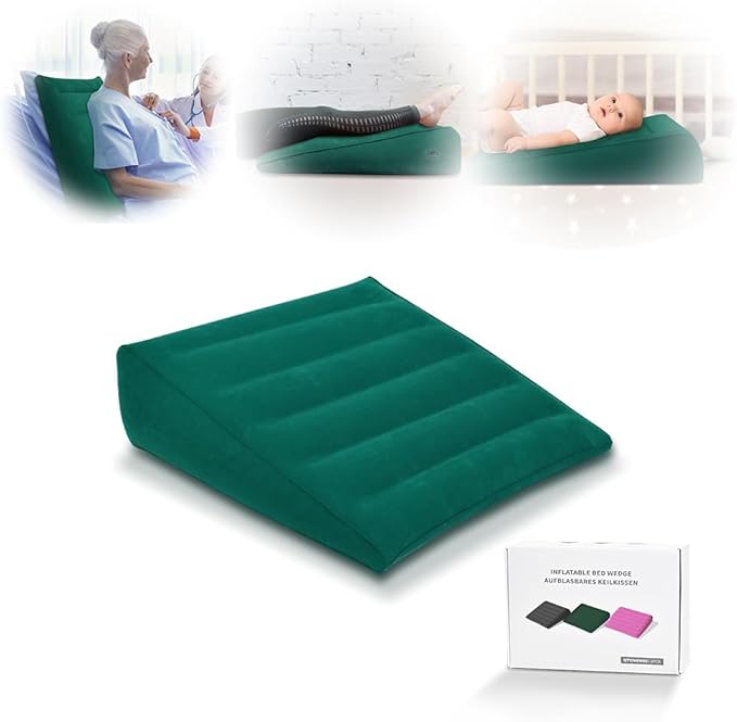 Nevife Inflatable Triangle Bed Wedge Pillow-Fast Inflating/Deflation Valve-Portable Travel Leg Elevation,Adjustable Incline Pillow for Back Support,Sleeping, Acid Reflux,Snuoring,Footrest